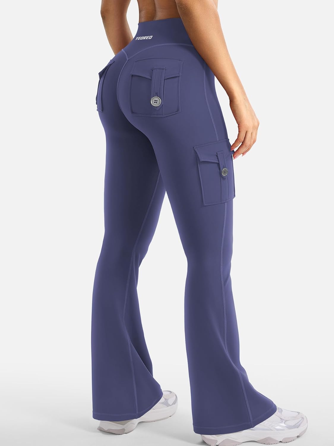 CoreFlex Women Workout Flare Leggings with Pockets Hidden Scrunch High Waisted Cargo Gym Yoga No Front Seam Leggings