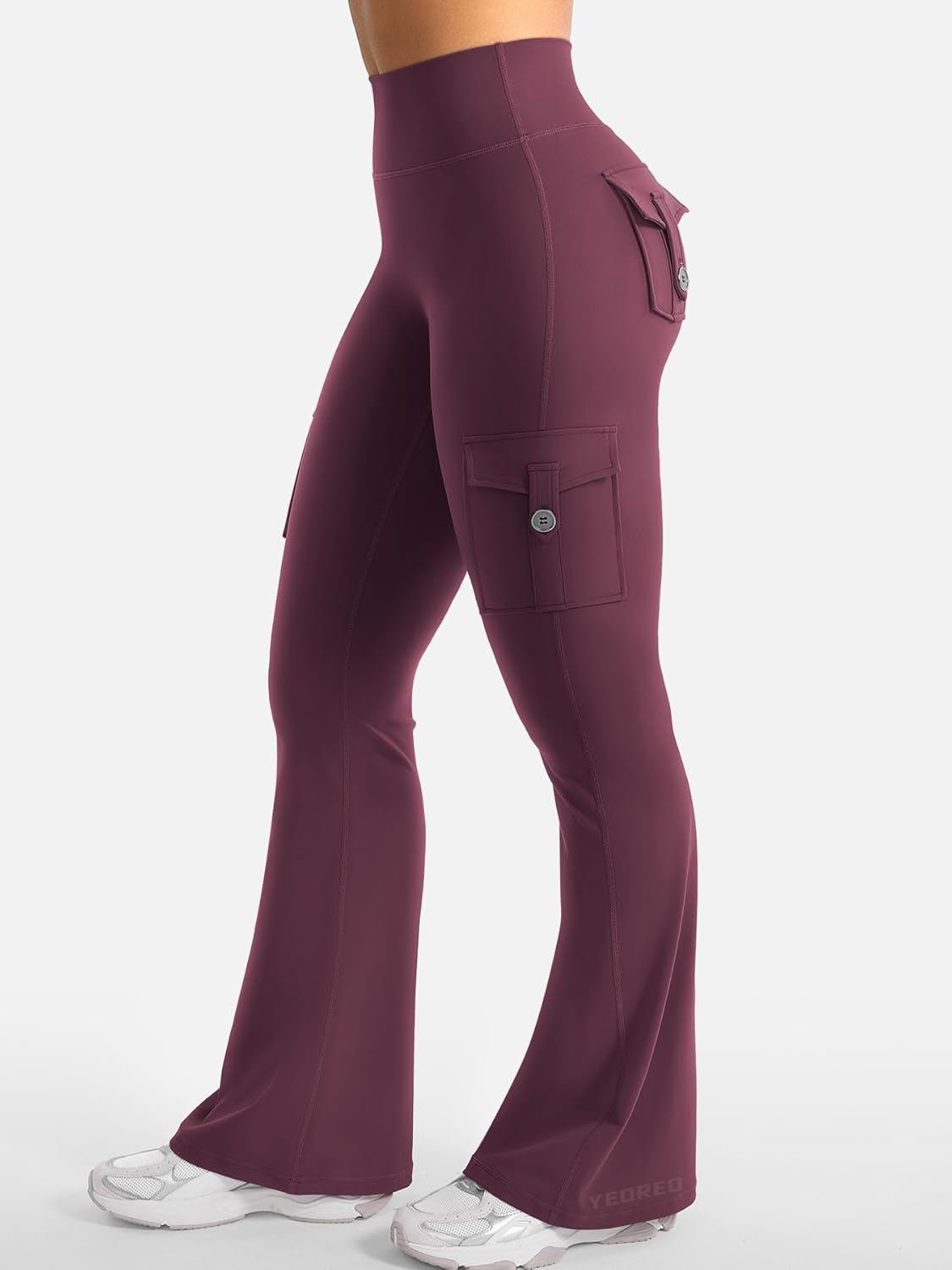 CoreFlex Women Workout Flare Leggings with Pockets Hidden Scrunch High Waisted Cargo Gym Yoga No Front Seam Leggings