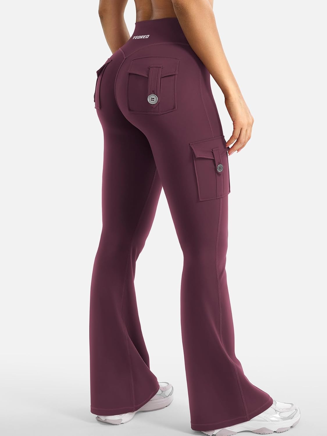 CoreFlex Women Workout Flare Leggings with Pockets Hidden Scrunch High Waisted Cargo Gym Yoga No Front Seam Leggings