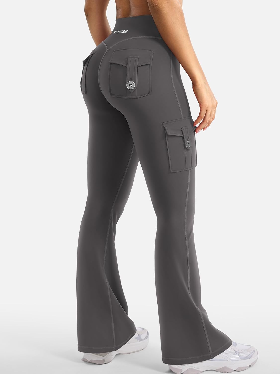 CoreFlex Women Workout Flare Leggings with Pockets Hidden Scrunch High Waisted Cargo Gym Yoga No Front Seam Leggings