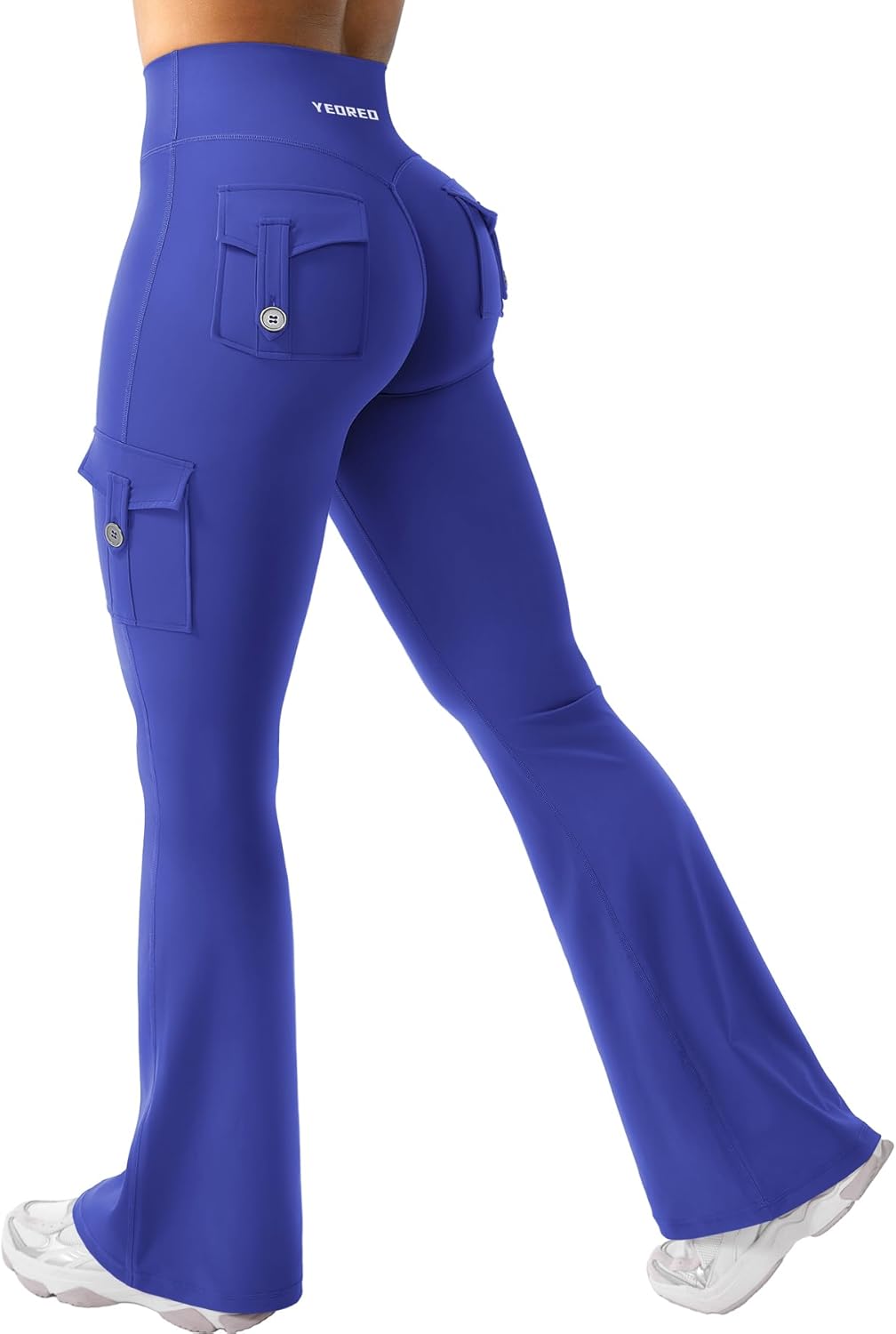 CoreFlex Women Workout Flare Leggings with Pockets Hidden Scrunch High Waisted Cargo Gym Yoga No Front Seam Leggings