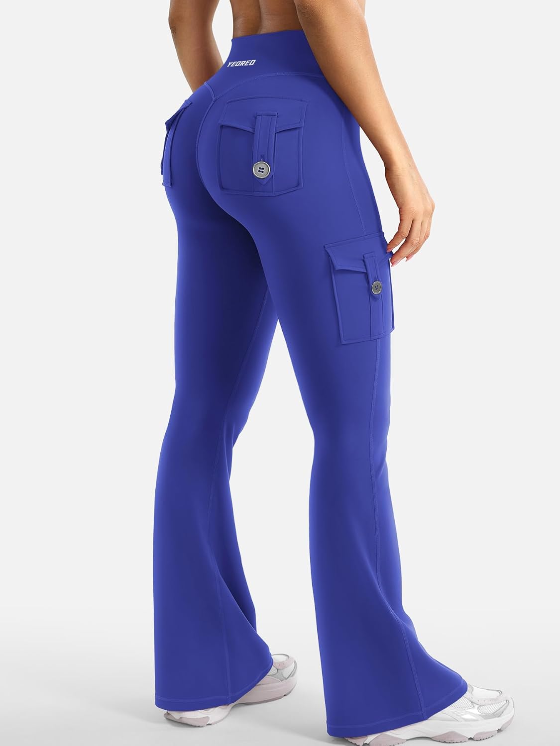 CoreFlex Women Workout Flare Leggings with Pockets Hidden Scrunch High Waisted Cargo Gym Yoga No Front Seam Leggings