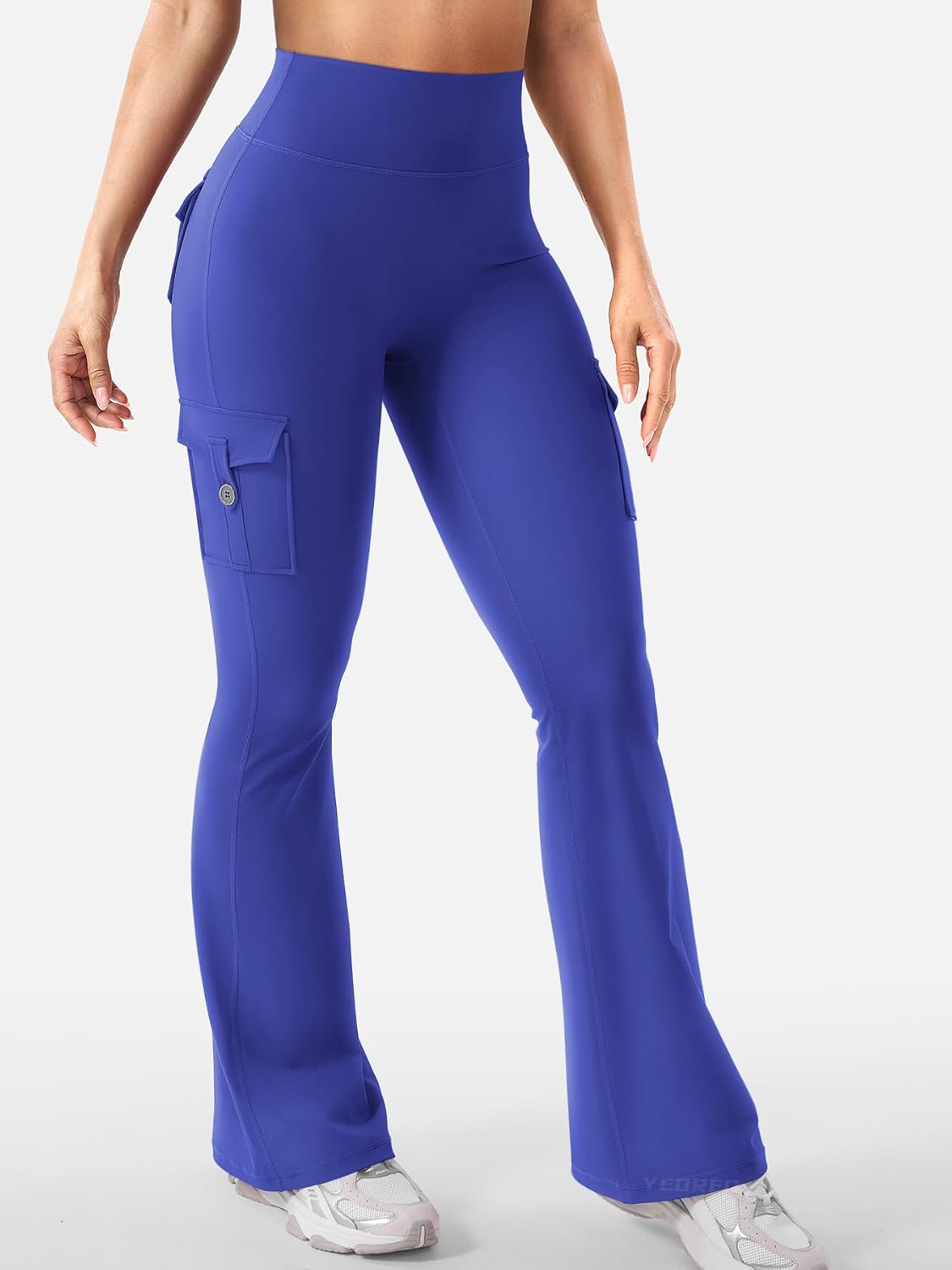 CoreFlex Women Workout Flare Leggings with Pockets Hidden Scrunch High Waisted Cargo Gym Yoga No Front Seam Leggings