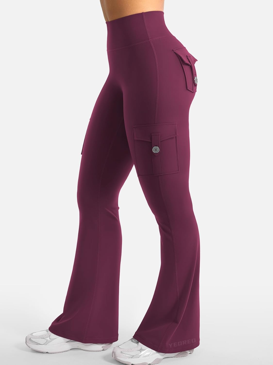 CoreFlex Women Workout Flare Leggings with Pockets Hidden Scrunch High Waisted Cargo Gym Yoga No Front Seam Leggings