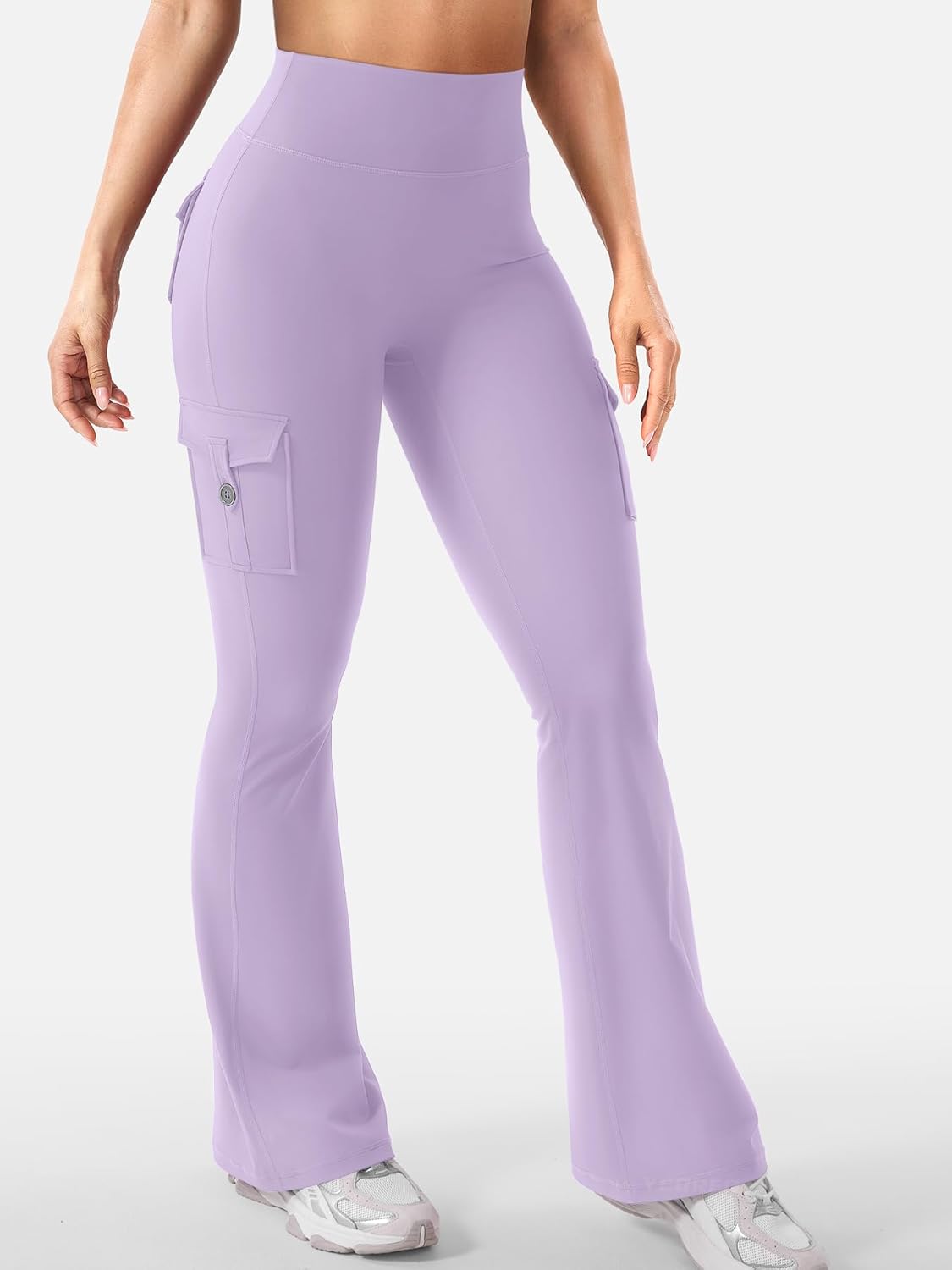 CoreFlex Women Workout Flare Leggings with Pockets Hidden Scrunch High Waisted Cargo Gym Yoga No Front Seam Leggings