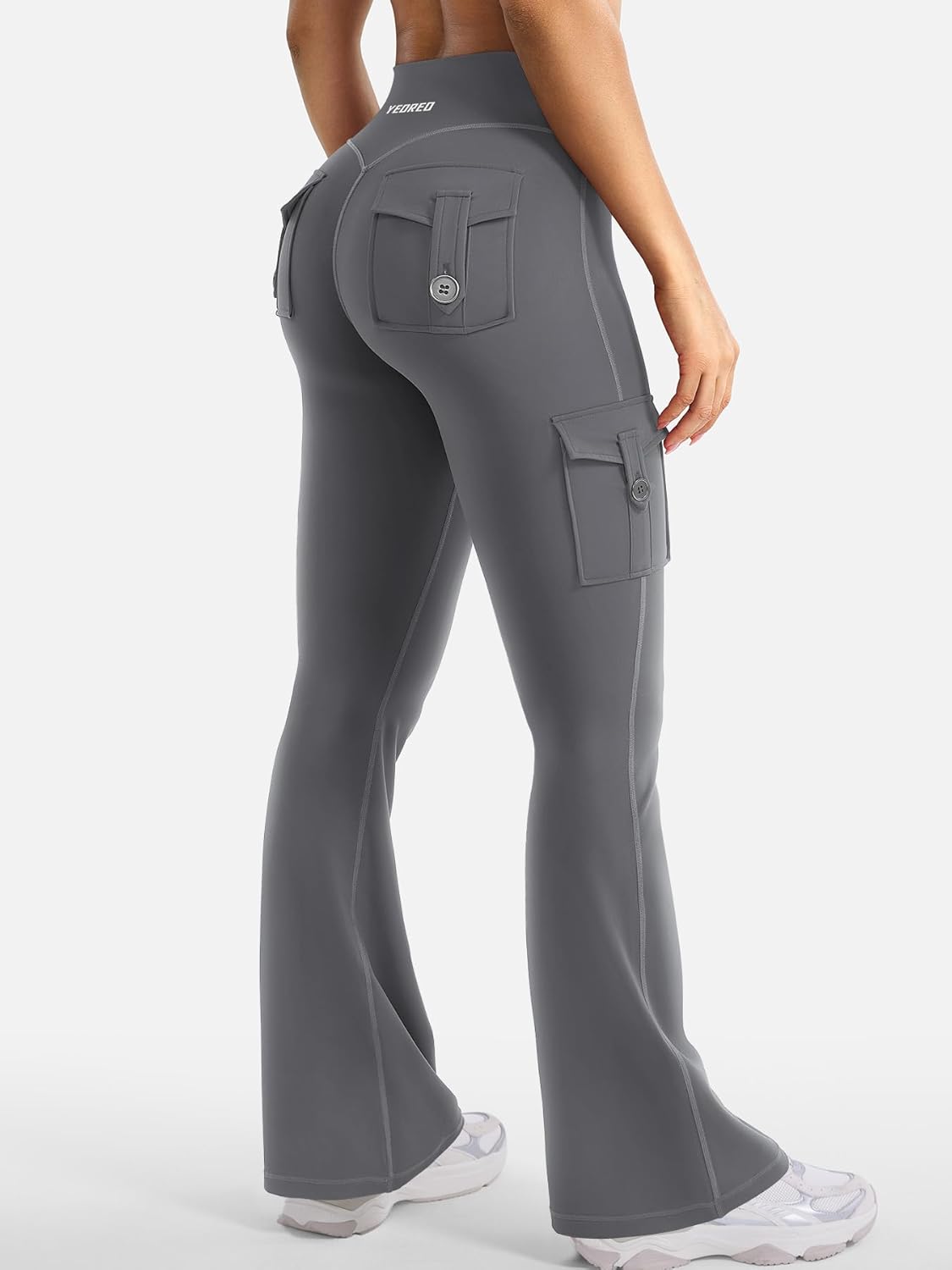 CoreFlex Women Workout Flare Leggings with Pockets Hidden Scrunch High Waisted Cargo Gym Yoga No Front Seam Leggings