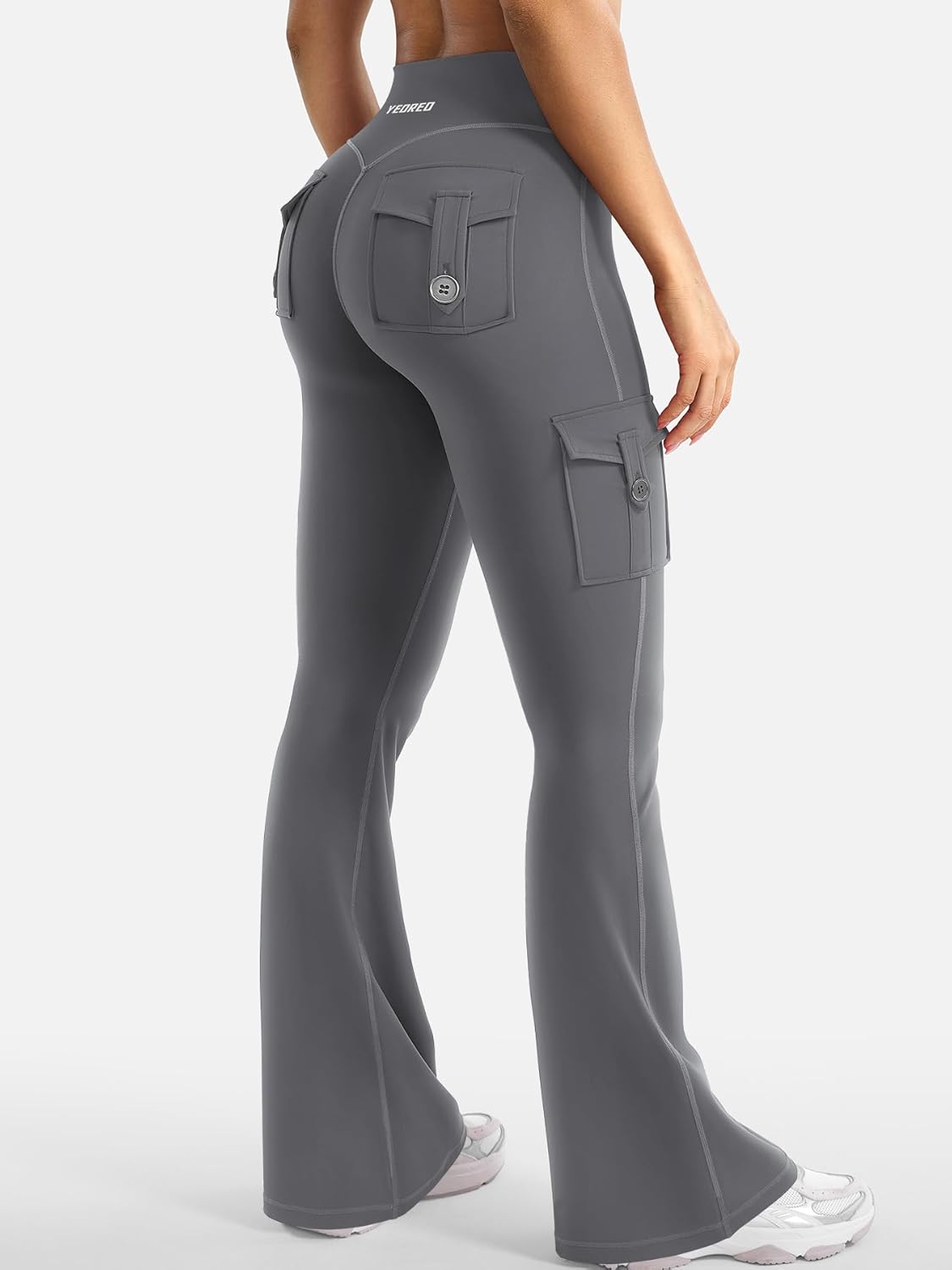 CoreFlex Women Workout Flare Leggings with Pockets Hidden Scrunch High Waisted Cargo Gym Yoga No Front Seam Leggings