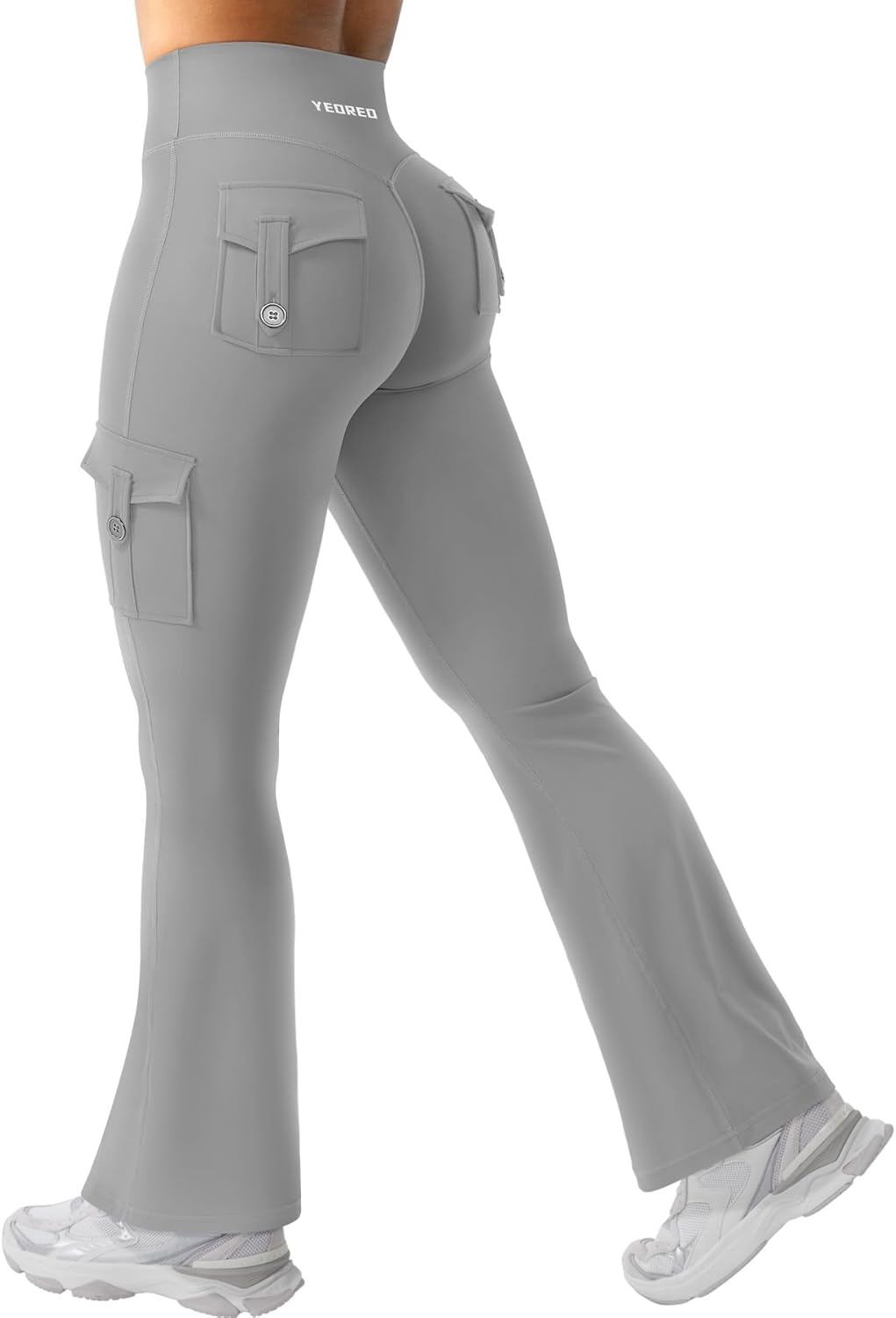 CoreFlex Women Workout Flare Leggings with Pockets Hidden Scrunch High Waisted Cargo Gym Yoga No Front Seam Leggings