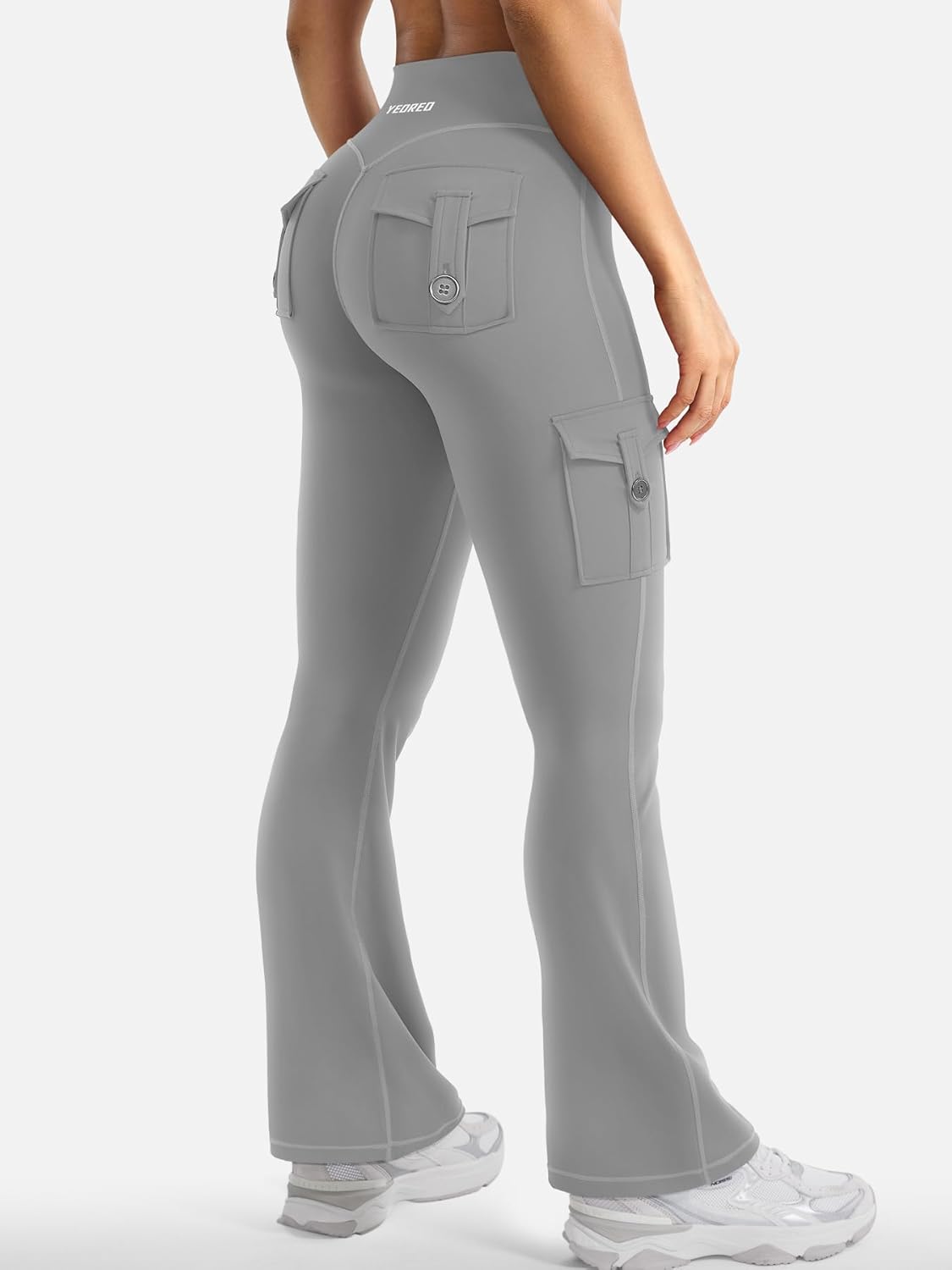 CoreFlex Women Workout Flare Leggings with Pockets Hidden Scrunch High Waisted Cargo Gym Yoga No Front Seam Leggings