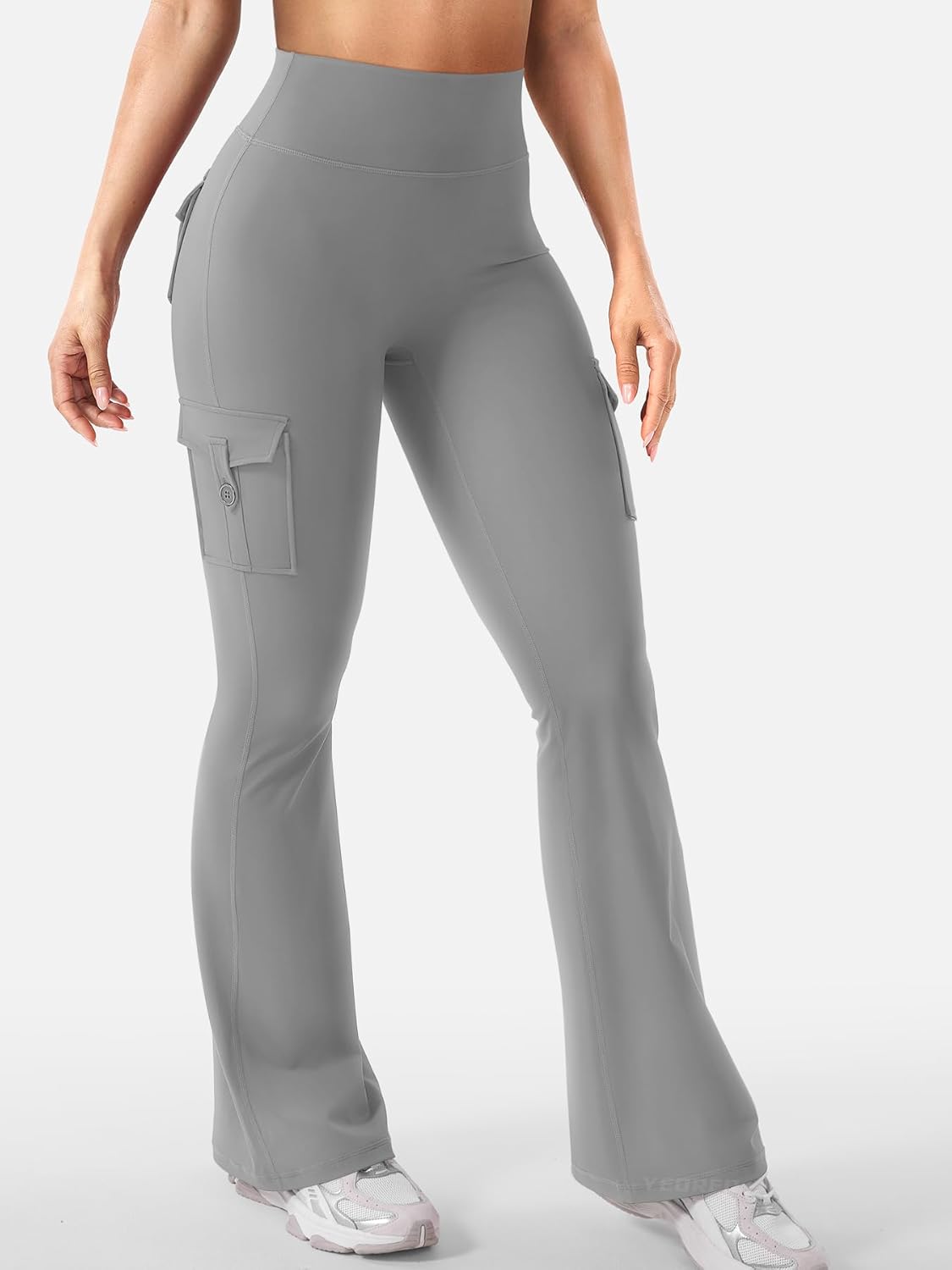 CoreFlex Women Workout Flare Leggings with Pockets Hidden Scrunch High Waisted Cargo Gym Yoga No Front Seam Leggings