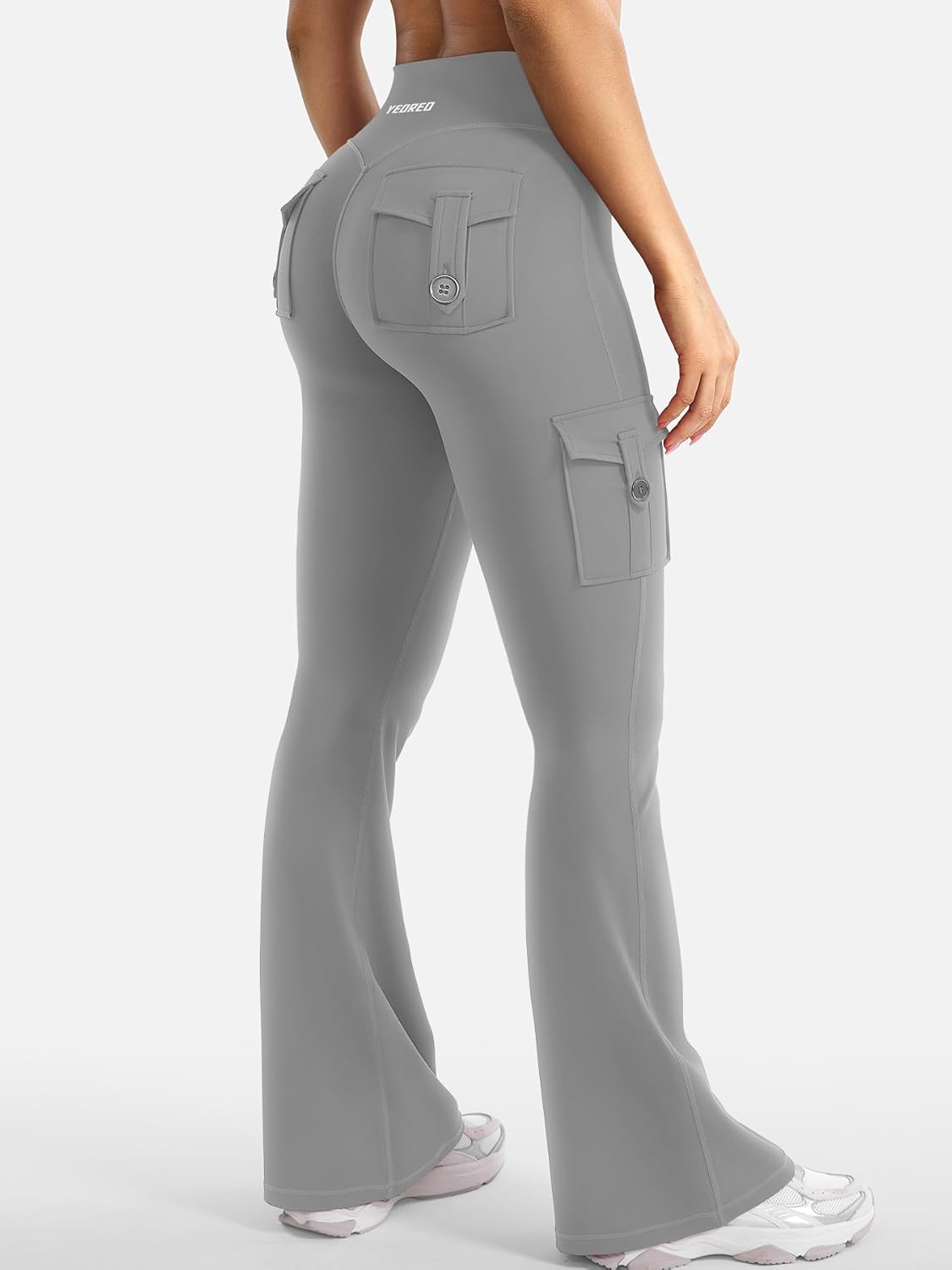 CoreFlex Women Workout Flare Leggings with Pockets Hidden Scrunch High Waisted Cargo Gym Yoga No Front Seam Leggings