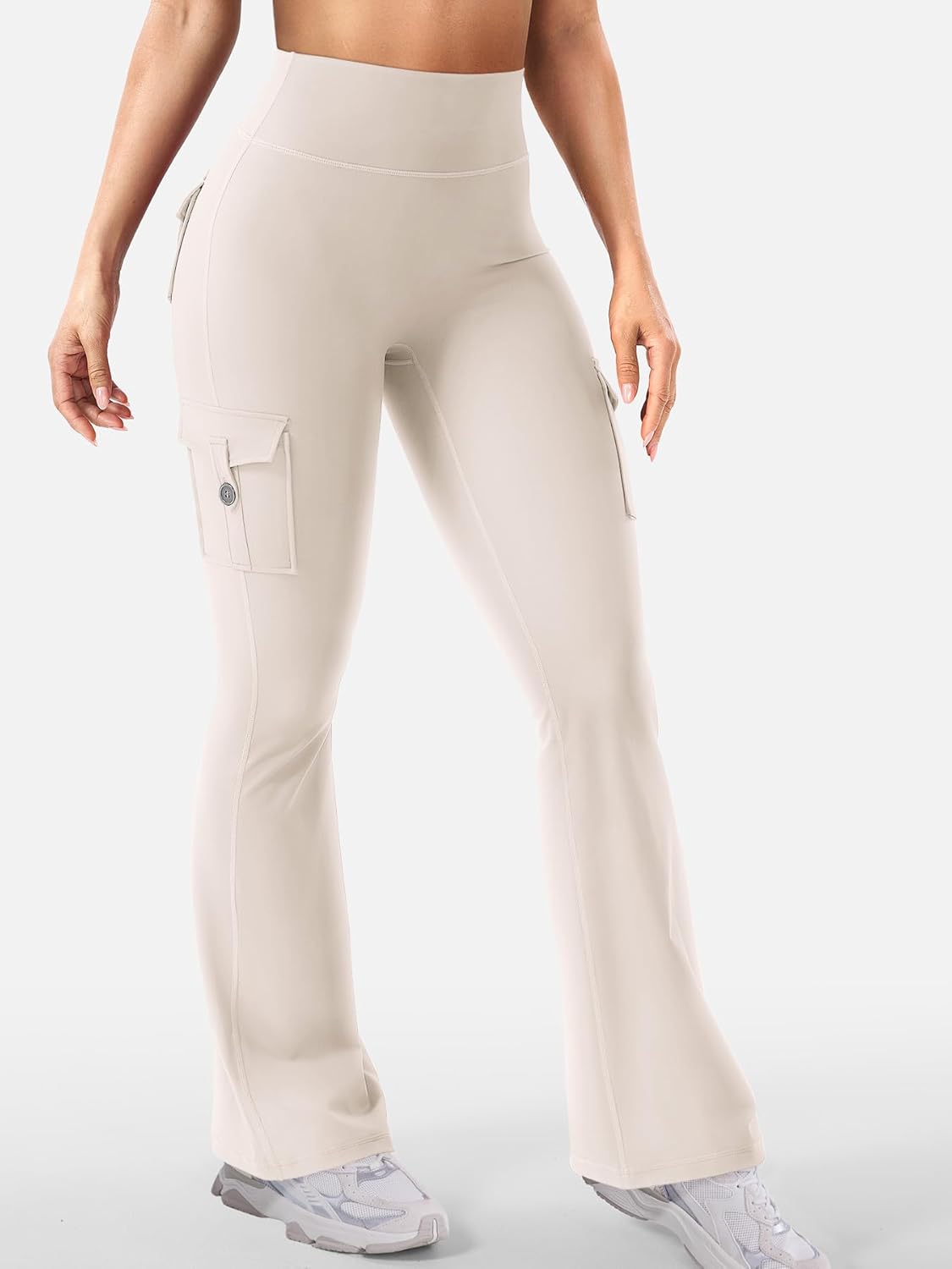 CoreFlex Women Workout Flare Leggings with Pockets Hidden Scrunch High Waisted Cargo Gym Yoga No Front Seam Leggings