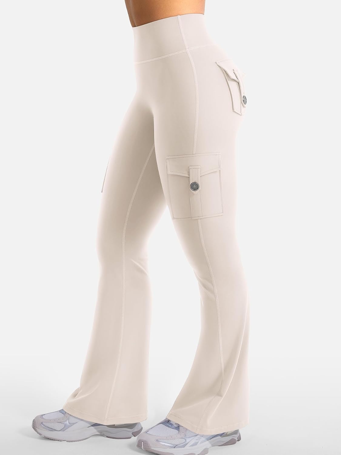 CoreFlex Women Workout Flare Leggings with Pockets Hidden Scrunch High Waisted Cargo Gym Yoga No Front Seam Leggings