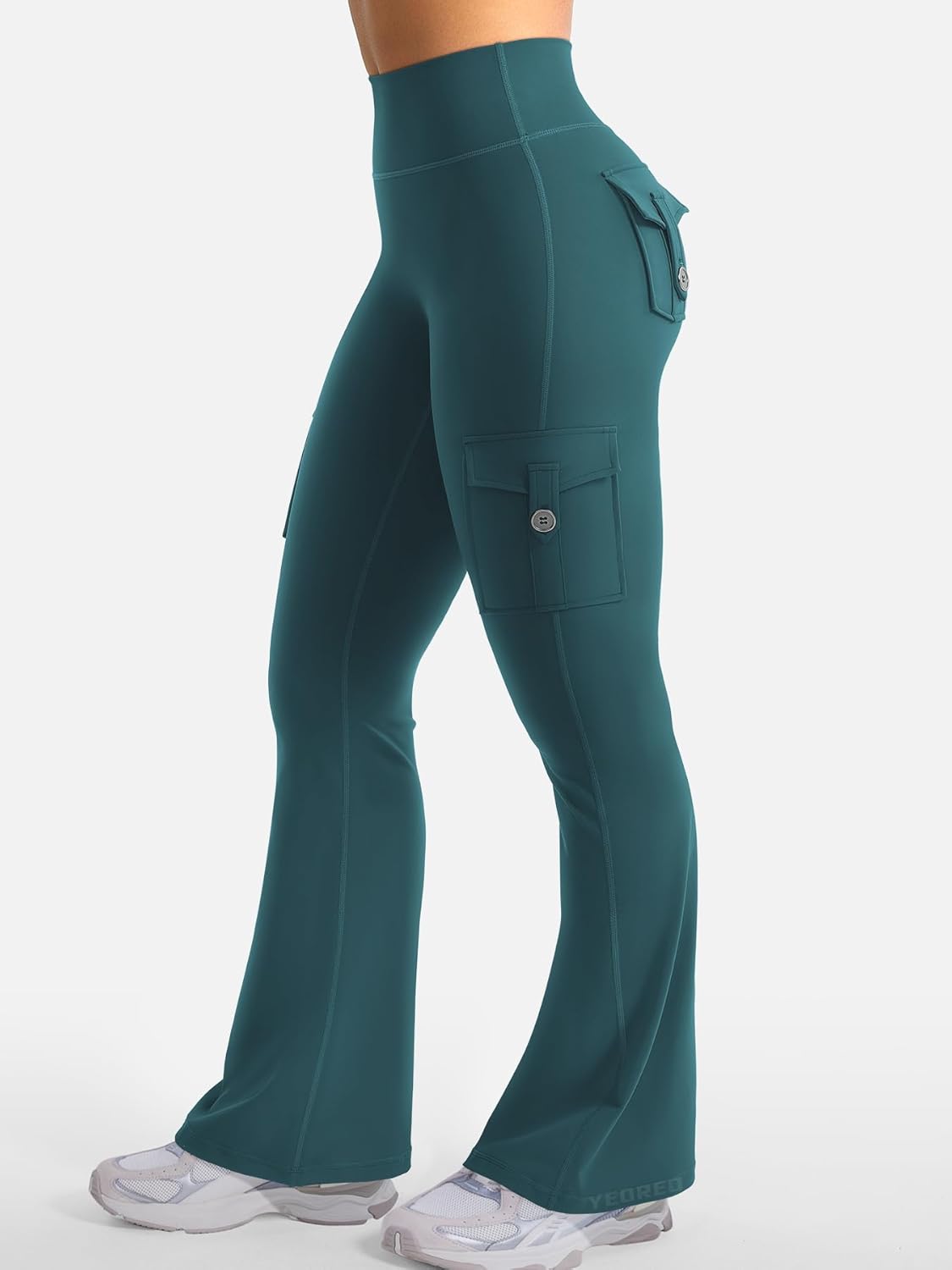 CoreFlex Women Workout Flare Leggings with Pockets Hidden Scrunch High Waisted Cargo Gym Yoga No Front Seam Leggings