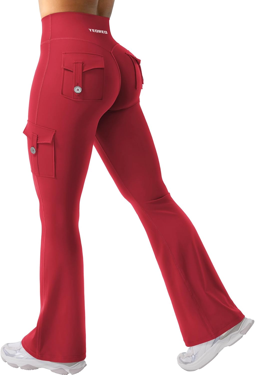 CoreFlex Women Workout Flare Leggings with Pockets Hidden Scrunch High Waisted Cargo Gym Yoga No Front Seam Leggings