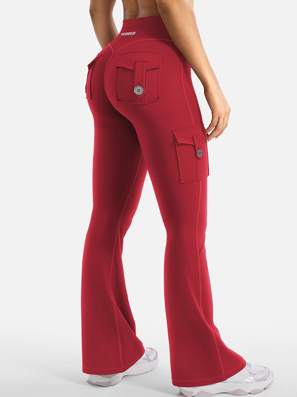CoreFlex Women Workout Flare Leggings with Pockets Hidden Scrunch High Waisted Cargo Gym Yoga No Front Seam Leggings