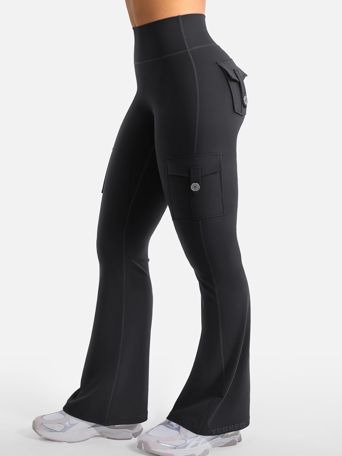 CoreFlex Women Workout Flare Leggings with Pockets Hidden Scrunch High Waisted Cargo Gym Yoga No Front Seam Leggings