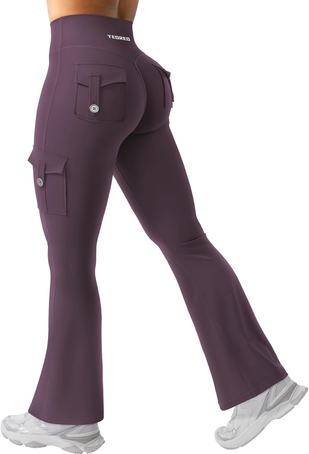 CoreFlex Women Workout Flare Leggings with Pockets Hidden Scrunch High Waisted Cargo Gym Yoga No Front Seam Leggings
