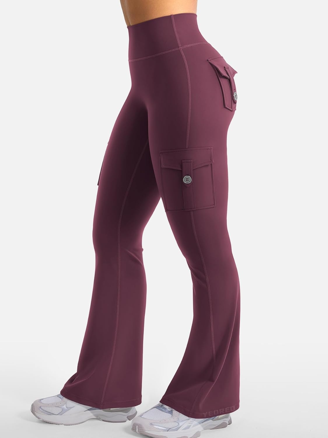 CoreFlex Women Workout Flare Leggings with Pockets Hidden Scrunch High Waisted Cargo Gym Yoga No Front Seam Leggings