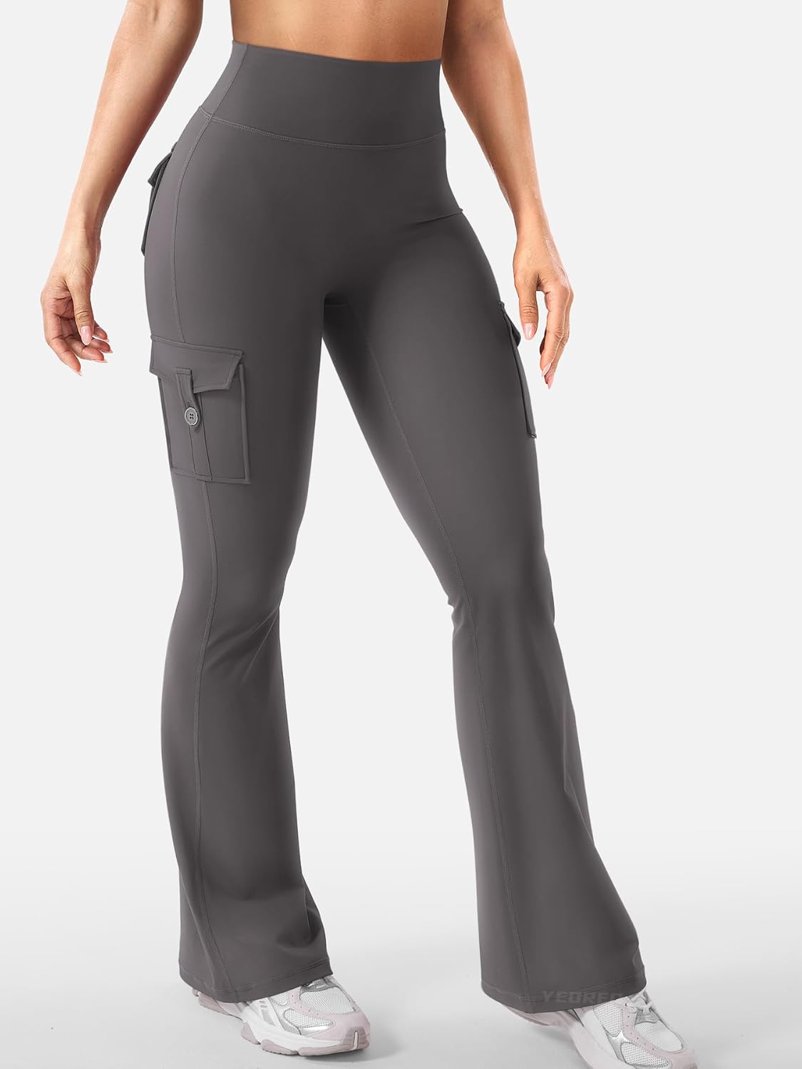 CoreFlex Women Workout Flare Leggings with Pockets Hidden Scrunch High Waisted Cargo Gym Yoga No Front Seam Leggings