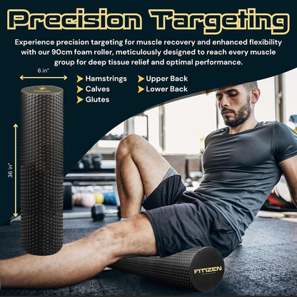 Fitizen Foam Roller – Muscle Massage Rehab Stiff Back Pain Physical Therapy Deep Tissue Firm Exercise Equipment Home Gym Stress Yoga Pilates for The Fit Citizen