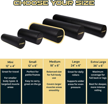 Fitizen Foam Roller – Muscle Massage Rehab Stiff Back Pain Physical Therapy Deep Tissue Firm Exercise Equipment Home Gym Stress Yoga Pilates for The Fit Citizen