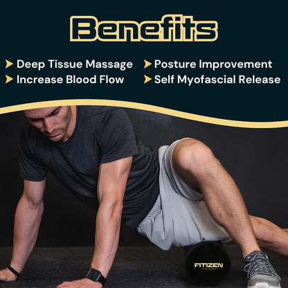 Fitizen Foam Roller – Muscle Massage Rehab Stiff Back Pain Physical Therapy Deep Tissue Firm Exercise Equipment Home Gym Stress Yoga Pilates for The Fit Citizen
