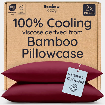 100% Viscose Derived from Bamboo Pillowcase Standard Size – Set of 2 Cooling Pillow Cases Standard Size, Breathable & Anti Acne Pillowcase, Cooling Pillow Cover, Envelope Closure (Sea Glass)