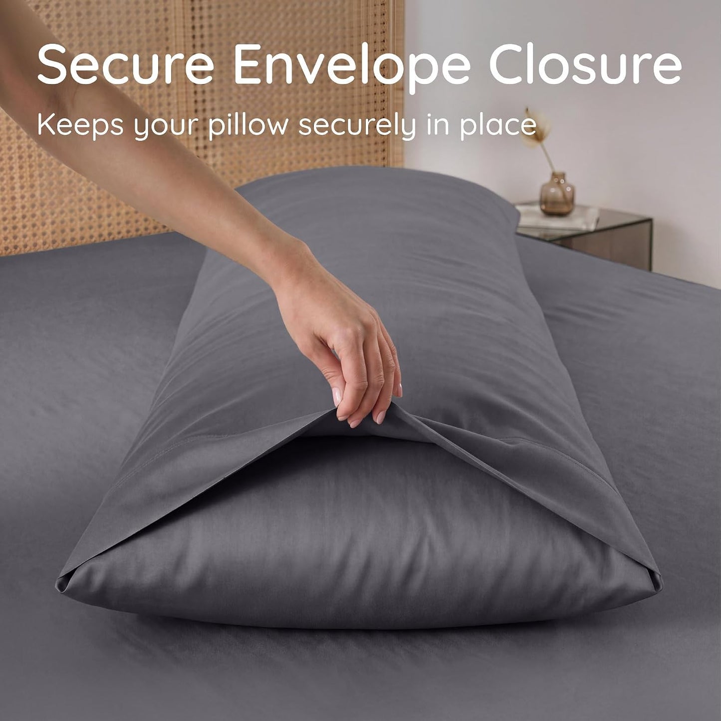 100% Viscose Derived from Bamboo Pillowcase Standard Size – Set of 2 Cooling Pillow Cases Standard Size, Breathable & Anti Acne Pillowcase, Cooling Pillow Cover, Envelope Closure (Sea Glass)