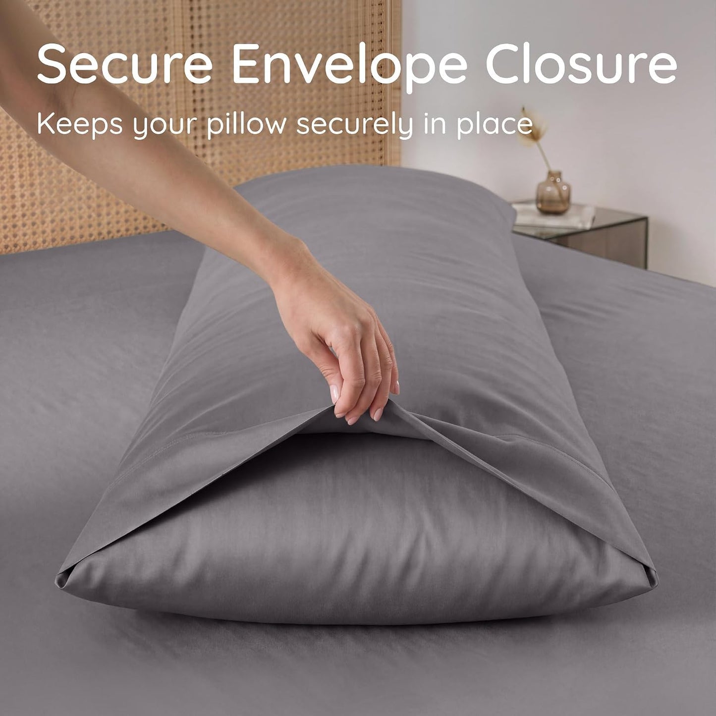 100% Viscose Derived from Bamboo Pillowcase Standard Size – Set of 2 Cooling Pillow Cases Standard Size, Breathable & Anti Acne Pillowcase, Cooling Pillow Cover, Envelope Closure (Sea Glass)