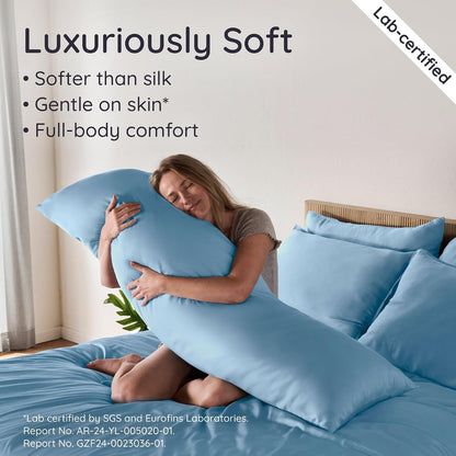 100% Viscose Derived from Bamboo Pillowcase Standard Size – Set of 2 Cooling Pillow Cases Standard Size, Breathable & Anti Acne Pillowcase, Cooling Pillow Cover, Envelope Closure (Sea Glass)