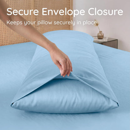 100% Viscose Derived from Bamboo Pillowcase Standard Size – Set of 2 Cooling Pillow Cases Standard Size, Breathable & Anti Acne Pillowcase, Cooling Pillow Cover, Envelope Closure (Sea Glass)