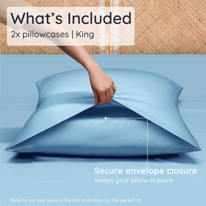 100% Viscose Derived from Bamboo Pillowcase Standard Size – Set of 2 Cooling Pillow Cases Standard Size, Breathable & Anti Acne Pillowcase, Cooling Pillow Cover, Envelope Closure (Sea Glass)