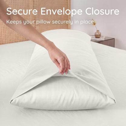 100% Viscose Derived from Bamboo Pillowcase Standard Size – Set of 2 Cooling Pillow Cases Standard Size, Breathable & Anti Acne Pillowcase, Cooling Pillow Cover, Envelope Closure (Sea Glass)