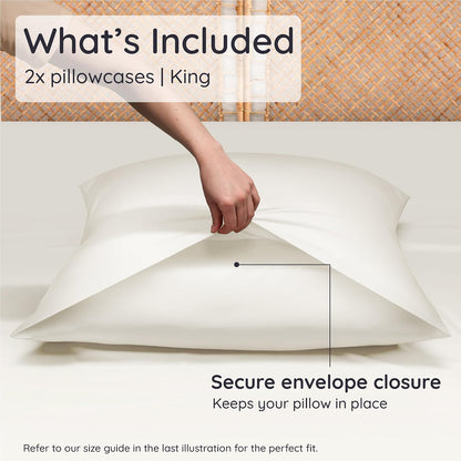 100% Viscose Derived from Bamboo Pillowcase Standard Size – Set of 2 Cooling Pillow Cases Standard Size, Breathable & Anti Acne Pillowcase, Cooling Pillow Cover, Envelope Closure (Sea Glass)