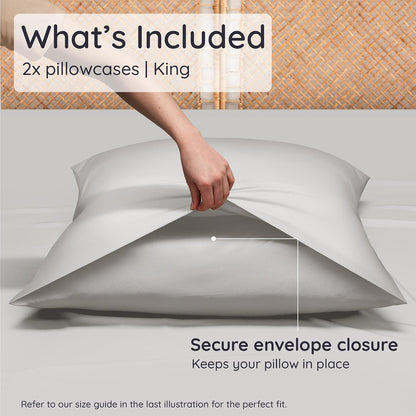 100% Viscose Derived from Bamboo Pillowcase Standard Size – Set of 2 Cooling Pillow Cases Standard Size, Breathable & Anti Acne Pillowcase, Cooling Pillow Cover, Envelope Closure (Sea Glass)