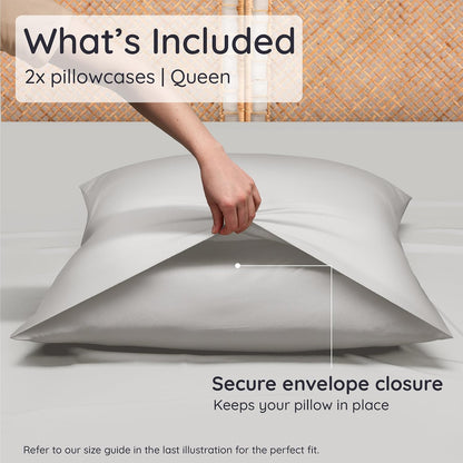 100% Viscose Derived from Bamboo Pillowcase Standard Size – Set of 2 Cooling Pillow Cases Standard Size, Breathable & Anti Acne Pillowcase, Cooling Pillow Cover, Envelope Closure (Sea Glass)