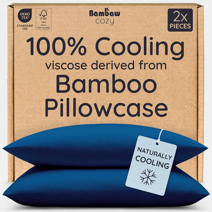 100% Viscose Derived from Bamboo Pillowcase Standard Size – Set of 2 Cooling Pillow Cases Standard Size, Breathable & Anti Acne Pillowcase, Cooling Pillow Cover, Envelope Closure (Sea Glass)