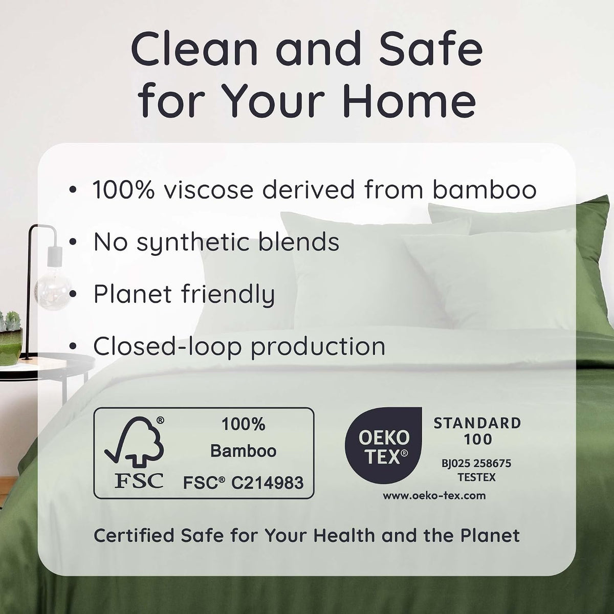 100% Viscose Derived from Bamboo Pillowcase Standard Size – Set of 2 Cooling Pillow Cases Standard Size, Breathable & Anti Acne Pillowcase, Cooling Pillow Cover, Envelope Closure (Sea Glass)