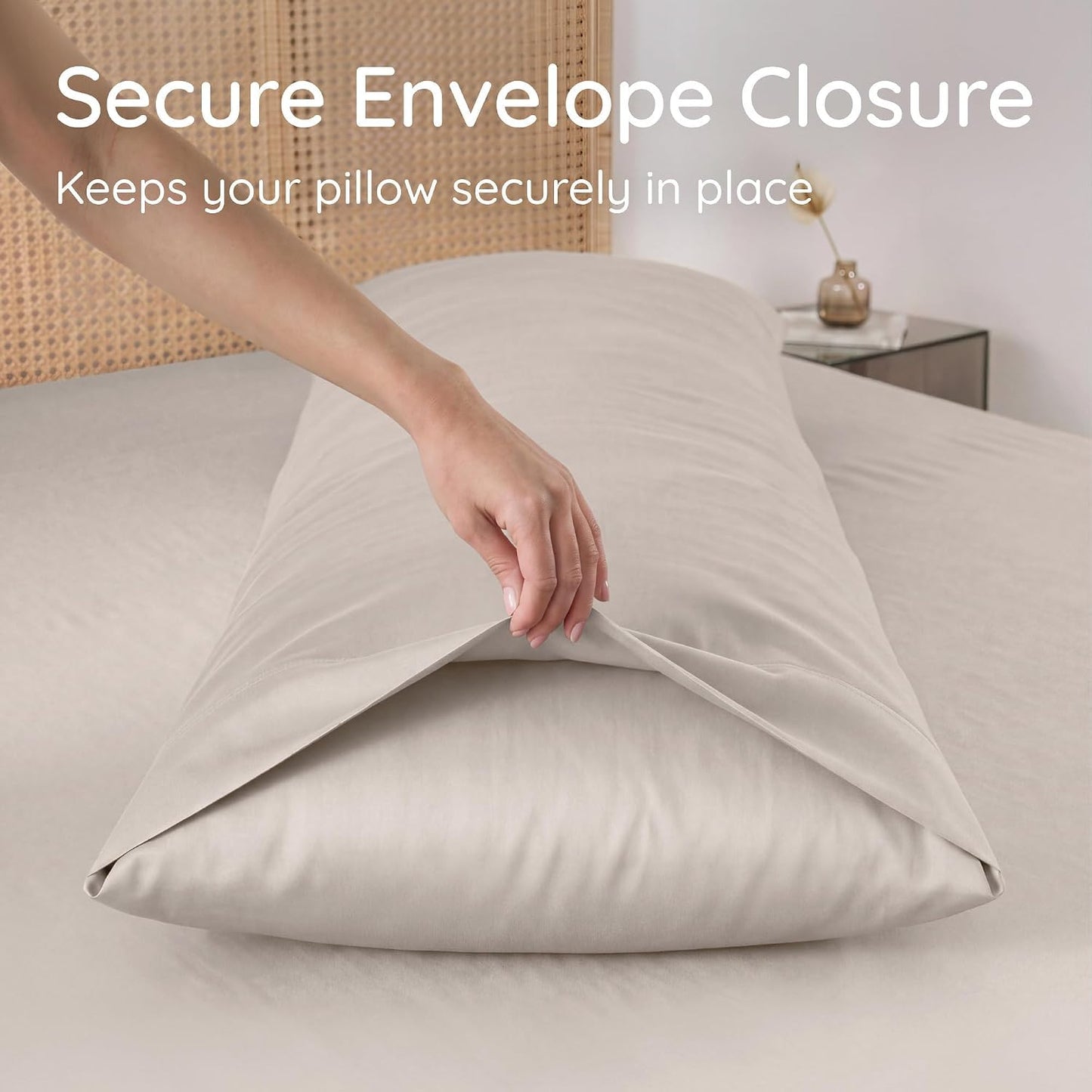 100% Viscose Derived from Bamboo Pillowcase Standard Size – Set of 2 Cooling Pillow Cases Standard Size, Breathable & Anti Acne Pillowcase, Cooling Pillow Cover, Envelope Closure (Sea Glass)