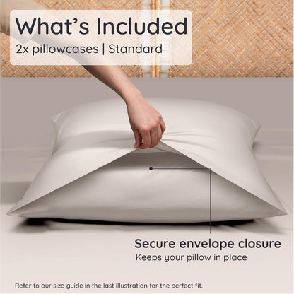100% Viscose Derived from Bamboo Pillowcase Standard Size – Set of 2 Cooling Pillow Cases Standard Size, Breathable & Anti Acne Pillowcase, Cooling Pillow Cover, Envelope Closure (Sea Glass)