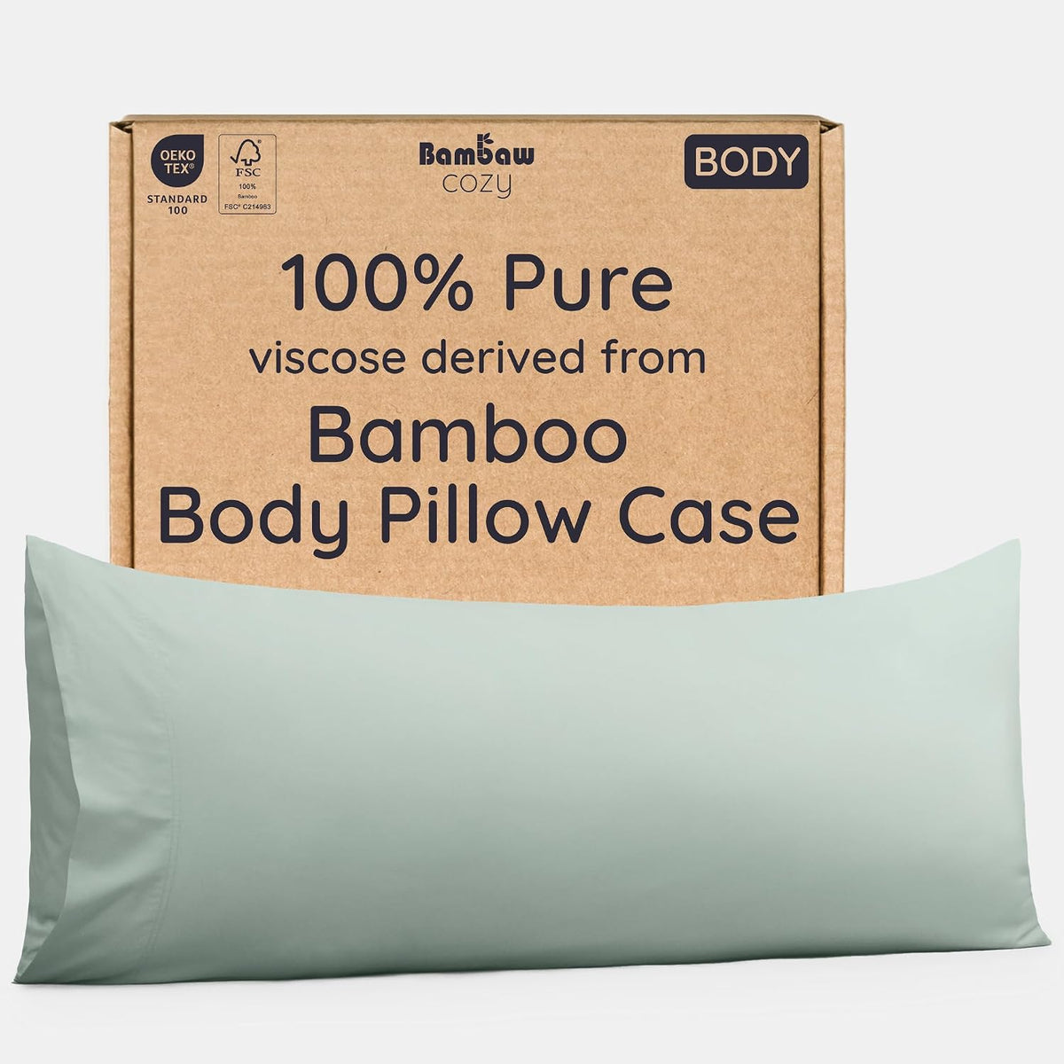 100% Viscose Derived from Bamboo Pillowcase Standard Size – Set of 2 Cooling Pillow Cases Standard Size, Breathable & Anti Acne Pillowcase, Cooling Pillow Cover, Envelope Closure (Sea Glass)