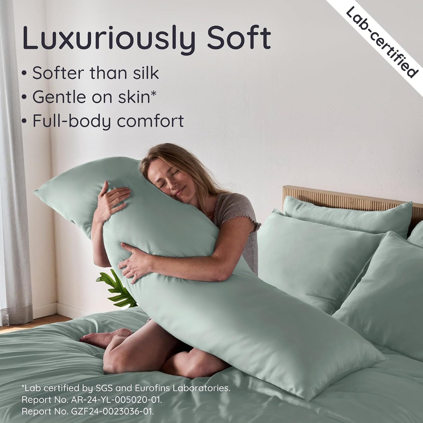 100% Viscose Derived from Bamboo Pillowcase Standard Size – Set of 2 Cooling Pillow Cases Standard Size, Breathable & Anti Acne Pillowcase, Cooling Pillow Cover, Envelope Closure (Sea Glass)