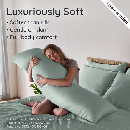 100% Viscose Derived from Bamboo Pillowcase Standard Size – Set of 2 Cooling Pillow Cases Standard Size, Breathable & Anti Acne Pillowcase, Cooling Pillow Cover, Envelope Closure (Sea Glass)