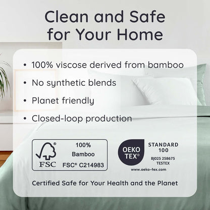 100% Viscose Derived from Bamboo Pillowcase Standard Size – Set of 2 Cooling Pillow Cases Standard Size, Breathable & Anti Acne Pillowcase, Cooling Pillow Cover, Envelope Closure (Sea Glass)