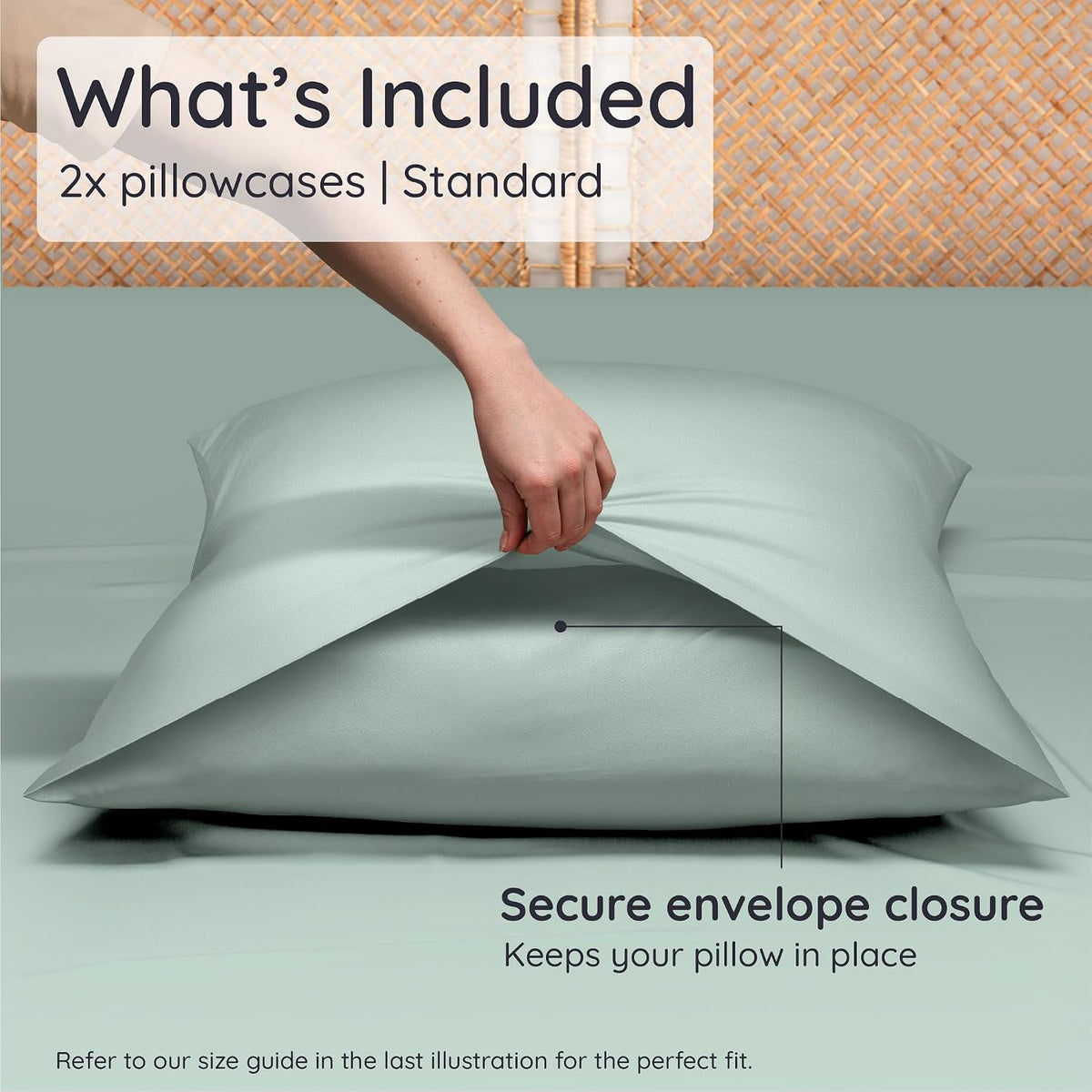100% Viscose Derived from Bamboo Pillowcase Standard Size – Set of 2 Cooling Pillow Cases Standard Size, Breathable & Anti Acne Pillowcase, Cooling Pillow Cover, Envelope Closure (Sea Glass)