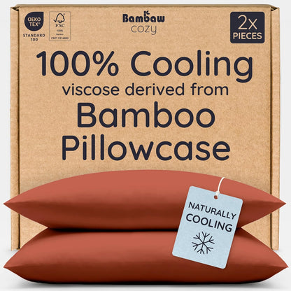 100% Viscose Derived from Bamboo Pillowcase Standard Size – Set of 2 Cooling Pillow Cases Standard Size, Breathable & Anti Acne Pillowcase, Cooling Pillow Cover, Envelope Closure (Sea Glass)