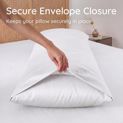 100% Viscose Derived from Bamboo Pillowcase Standard Size – Set of 2 Cooling Pillow Cases Standard Size, Breathable & Anti Acne Pillowcase, Cooling Pillow Cover, Envelope Closure (Sea Glass)