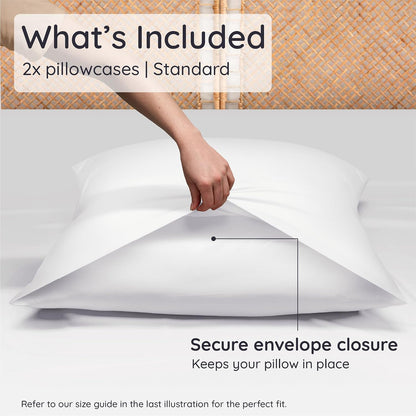 100% Viscose Derived from Bamboo Pillowcase Standard Size – Set of 2 Cooling Pillow Cases Standard Size, Breathable & Anti Acne Pillowcase, Cooling Pillow Cover, Envelope Closure (Sea Glass)