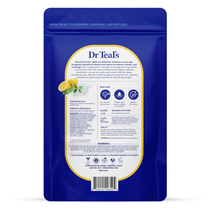 Pure Epsom Magnesium Salt Soak, Prebiotic Lemon Balm & Essential Oil, 3 lbs (Pack of 4)